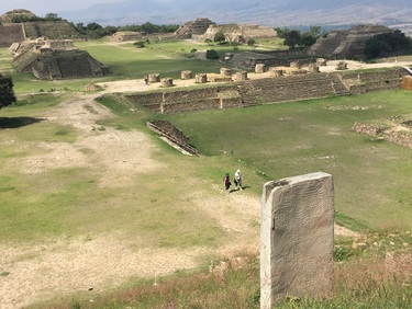 View of Monte Albán from atop the courtyard ridge.